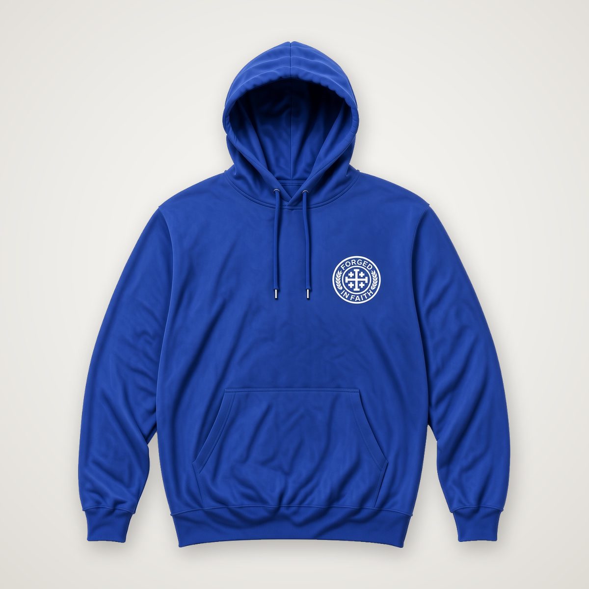Royal blue Forged in Faith hoodie